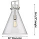 Newton Cone 1 Light 14 inch Matte Black Pendant Ceiling Light in Clear Glass