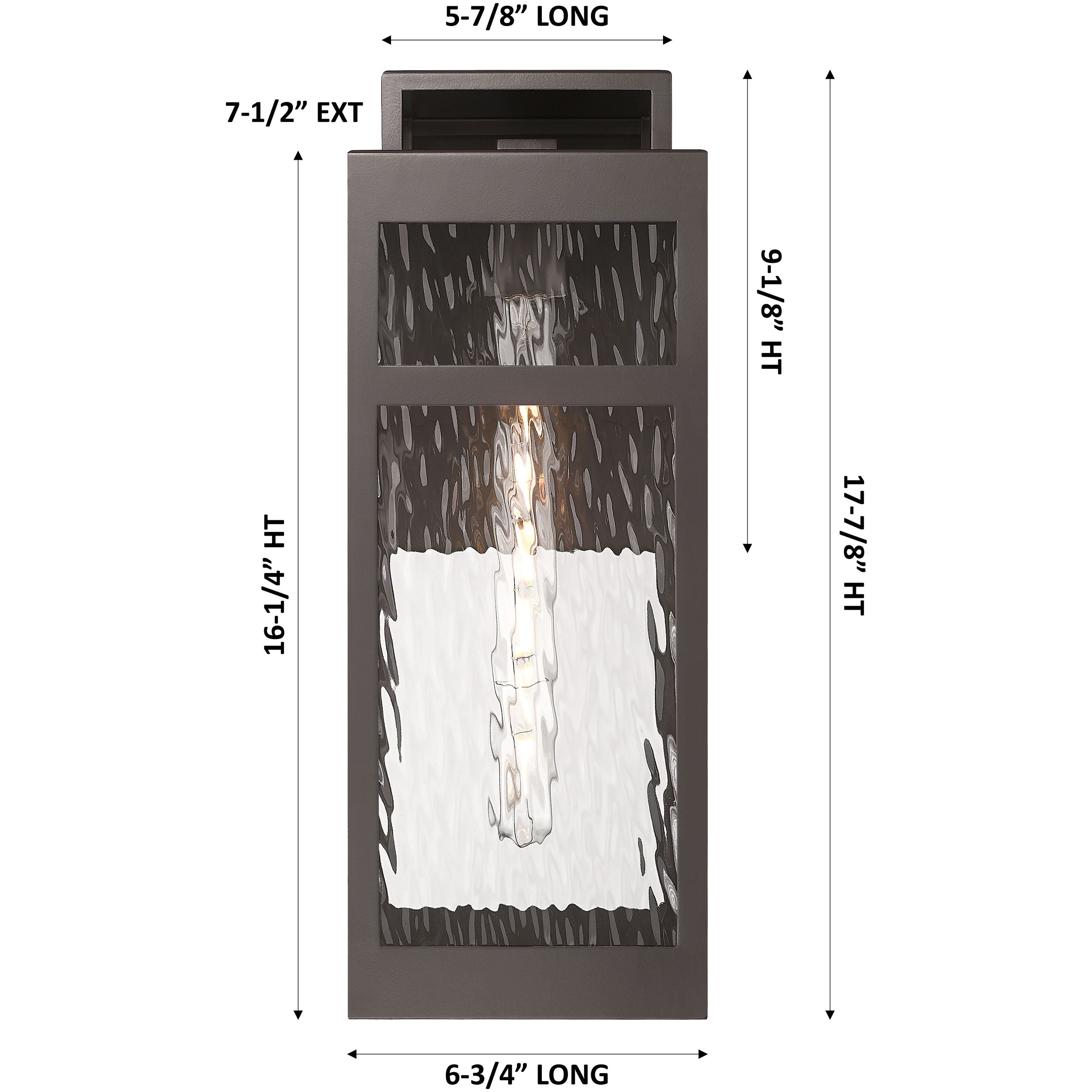 Ridgeway 1 Light 17.88 inch Bronze Outdoor Sconce in Waterglass