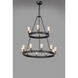 Noble 16 Light 38 inch Black/Natural Aged Brass Multi-Tier Chandelier Ceiling Light in E26 Medium