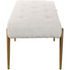Olivier White Faux Shearling and Antique Brushed Brass Bench