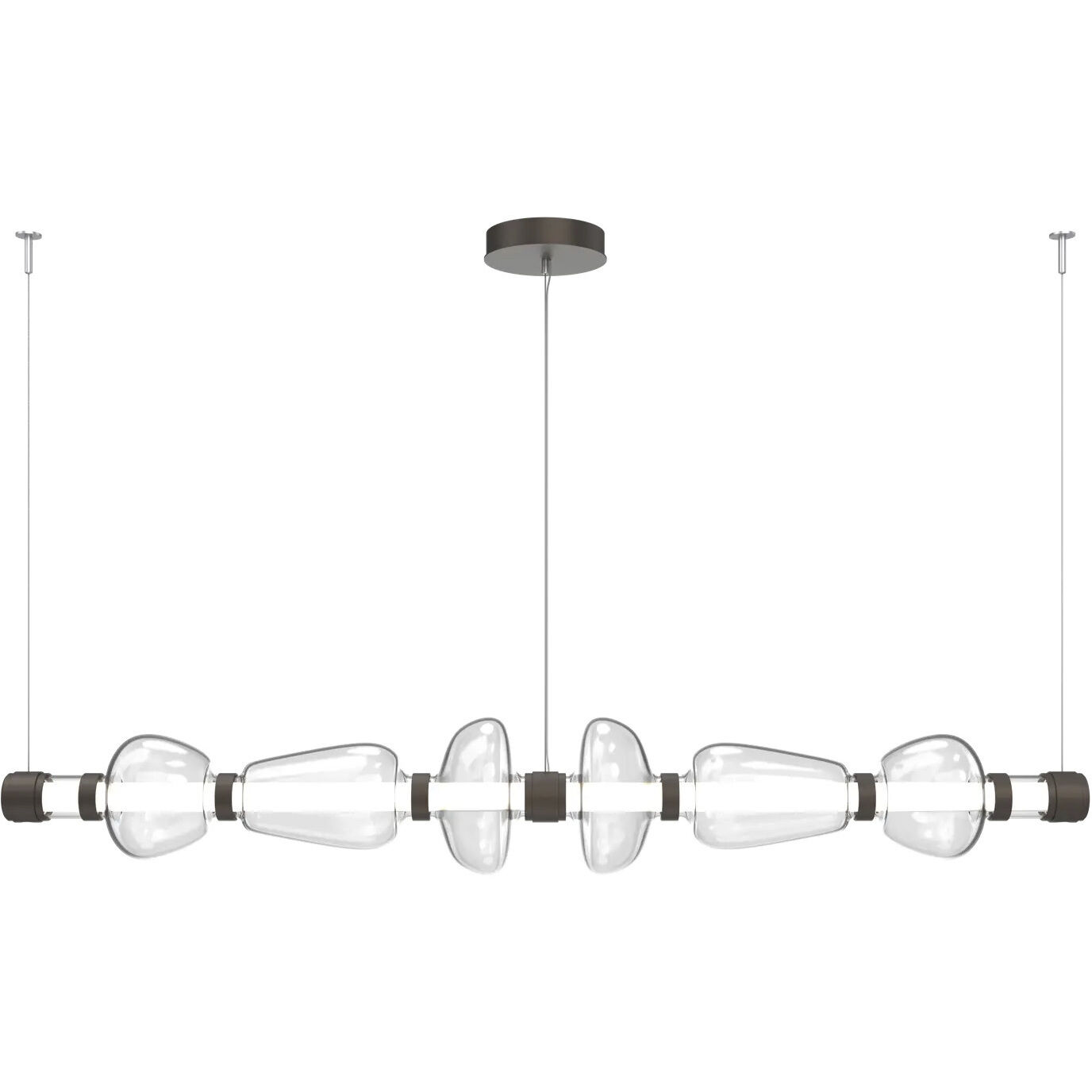 Bolla LED 72.6 inch Burnished Bronze Linear Chandelier Ceiling Light in Clear, Mandrel