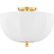 Meshelle 1 Light 13.5 inch Aged Brass Flush Mount Ceiling Light