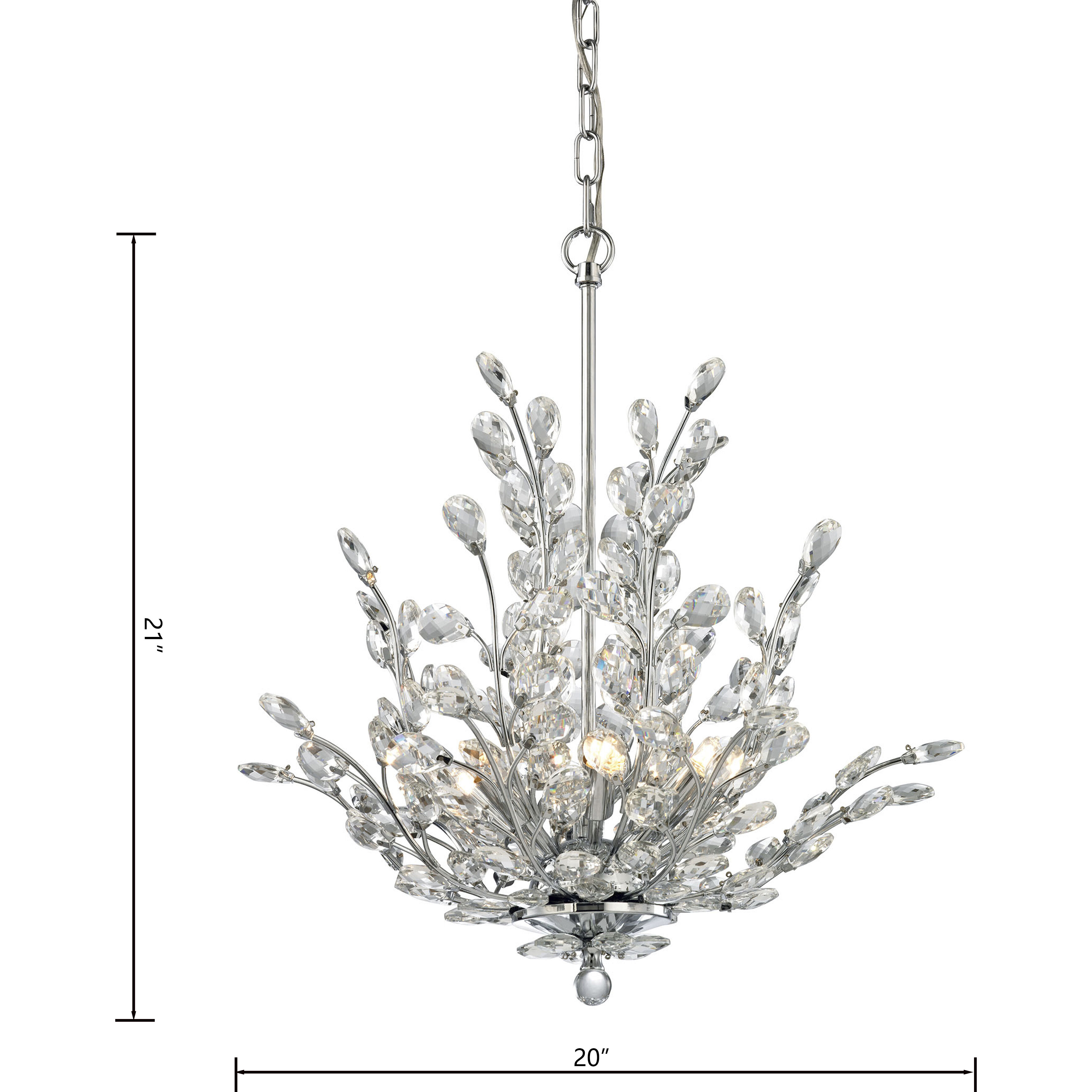 Crystique 6 Light 20 inch Polished Chrome Chandelier Ceiling Light