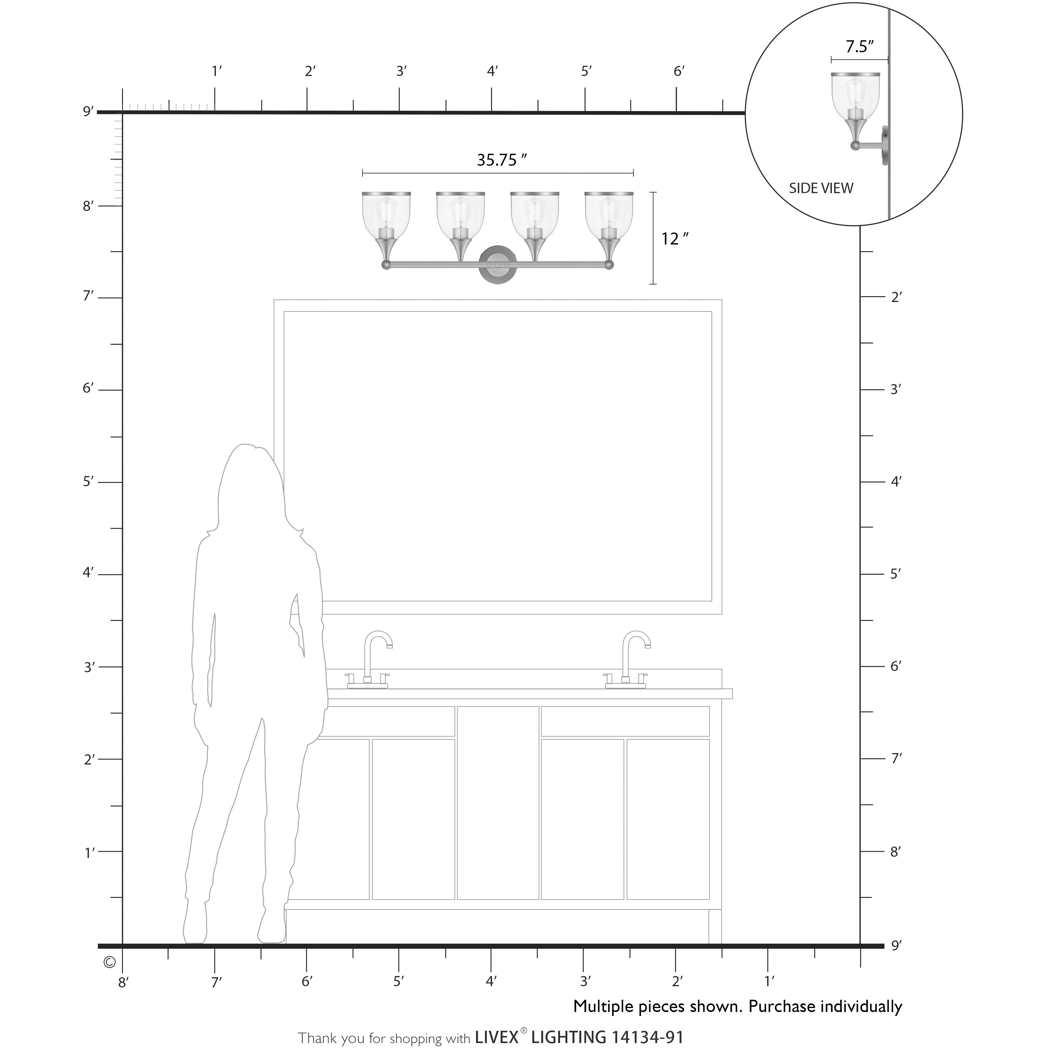 Ashridge 4 Light 35.75 inch Brushed Nickel Vanity Wall Sconce Wall Light