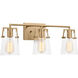 Drew & Jonathan Crofton 3 Light 24 inch Satin Brass Wall Bath Fixture Wall Light