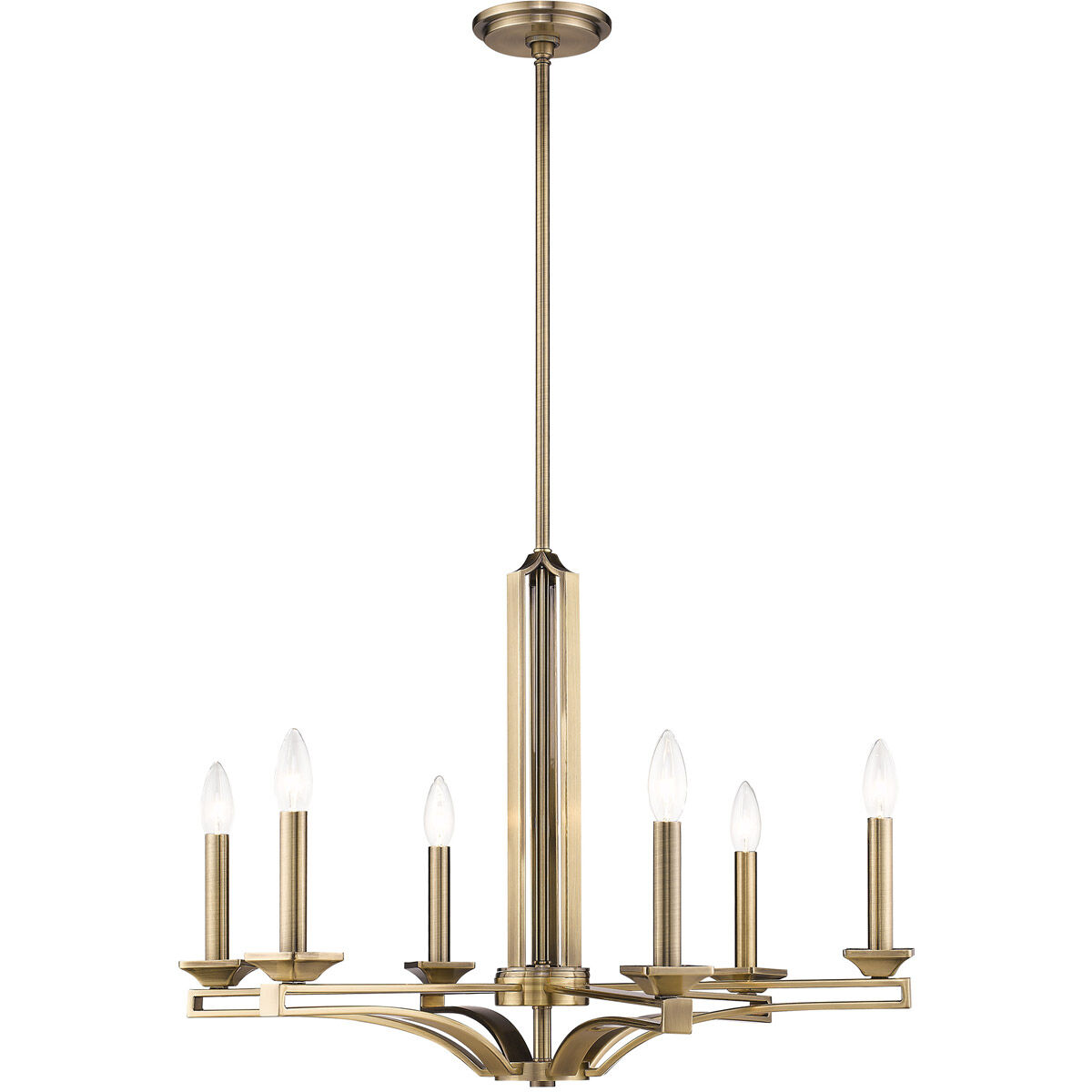 Trumbull 6 Light 26 inch Antique Brass Chandelier Ceiling Light