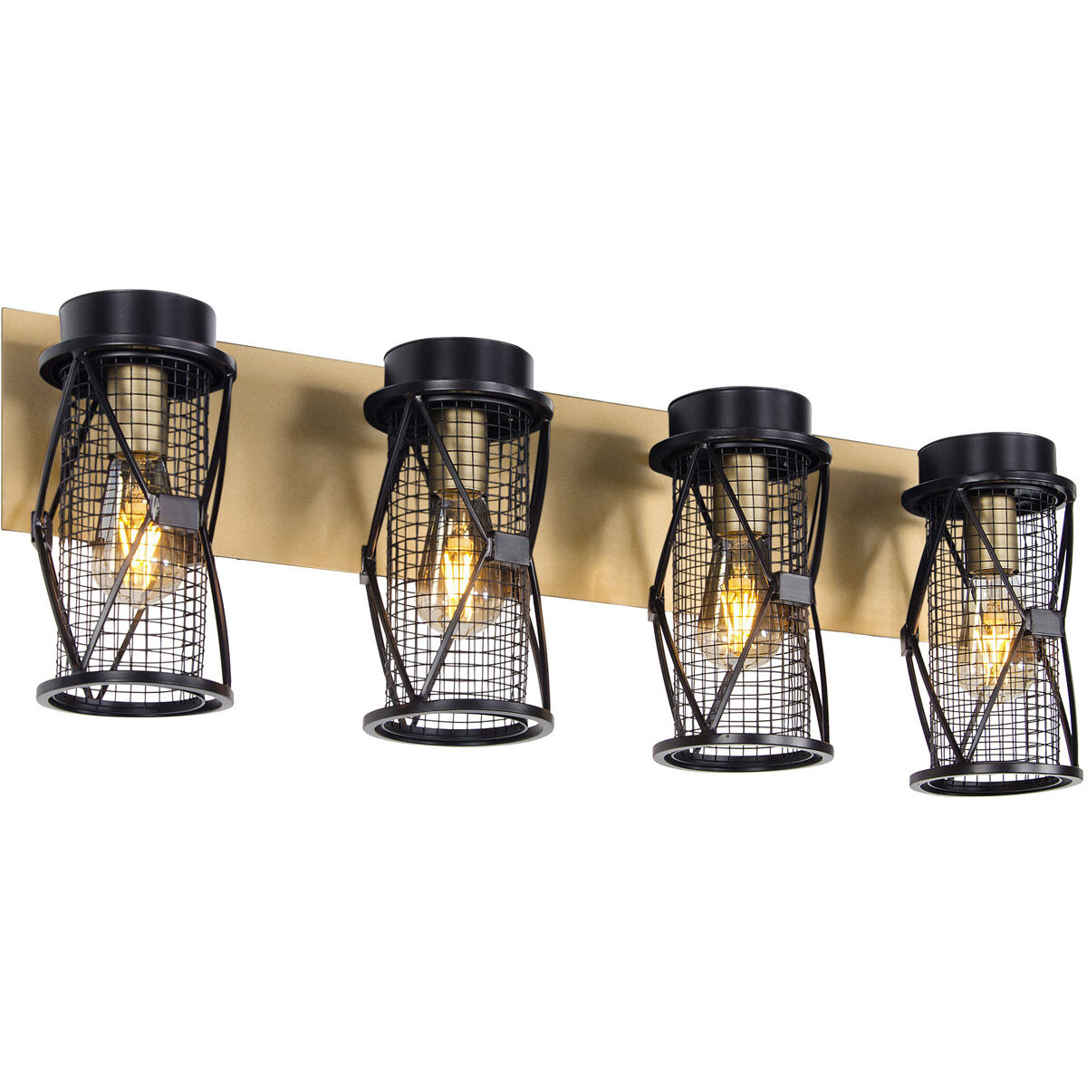 Harlequin 4 Light 32.13 inch Warm Bronze and Gold Bar Vanity Wall Light