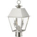 Wentworth 2 Light 18 inch Brushed Nickel Outdoor Post Top Lantern, Medium