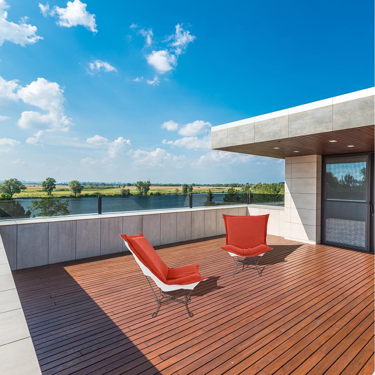 Alicante Coral Patio Scroll Puff Chair