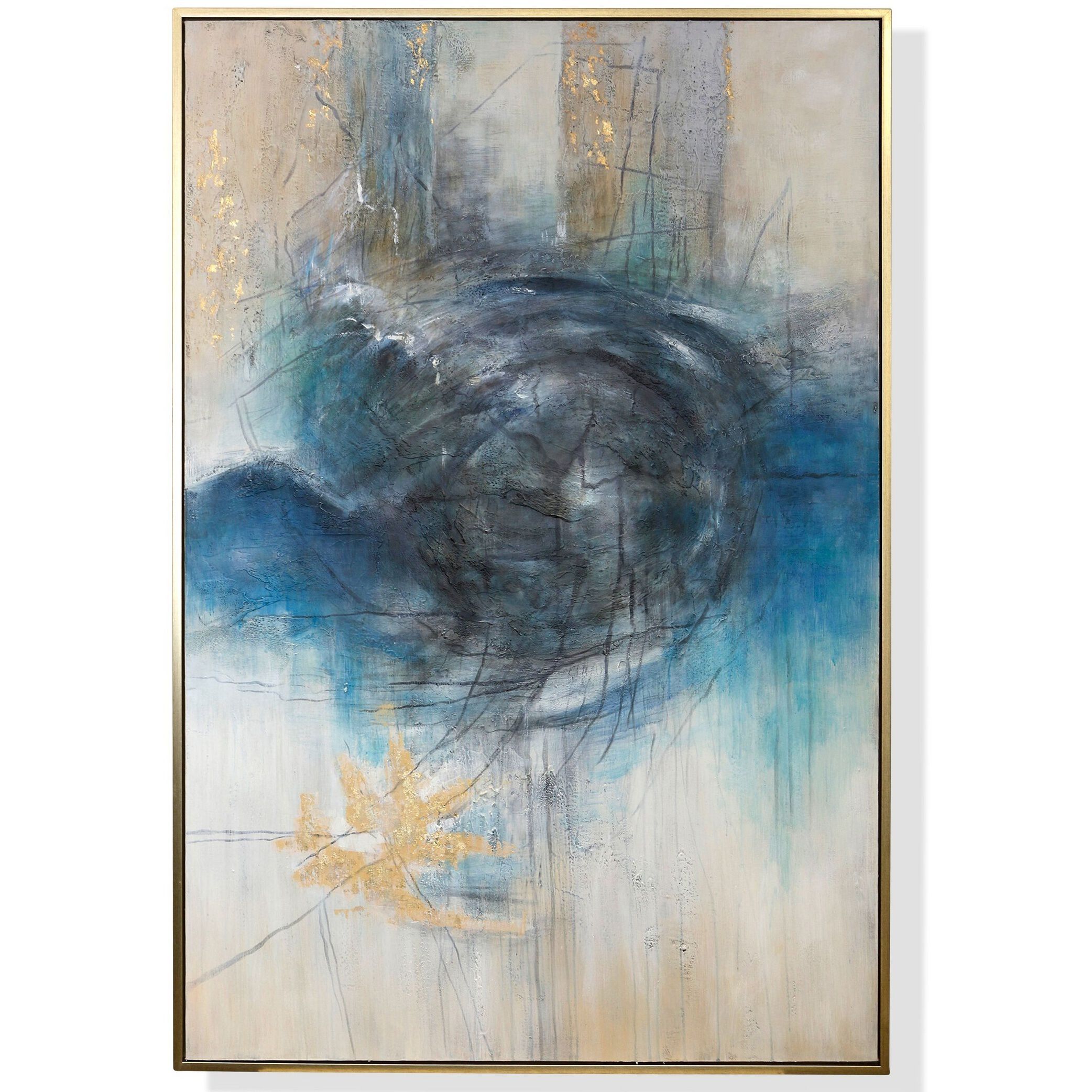 Thunderhead I Blue and Cream and Beige and Black and Gold Wall Art