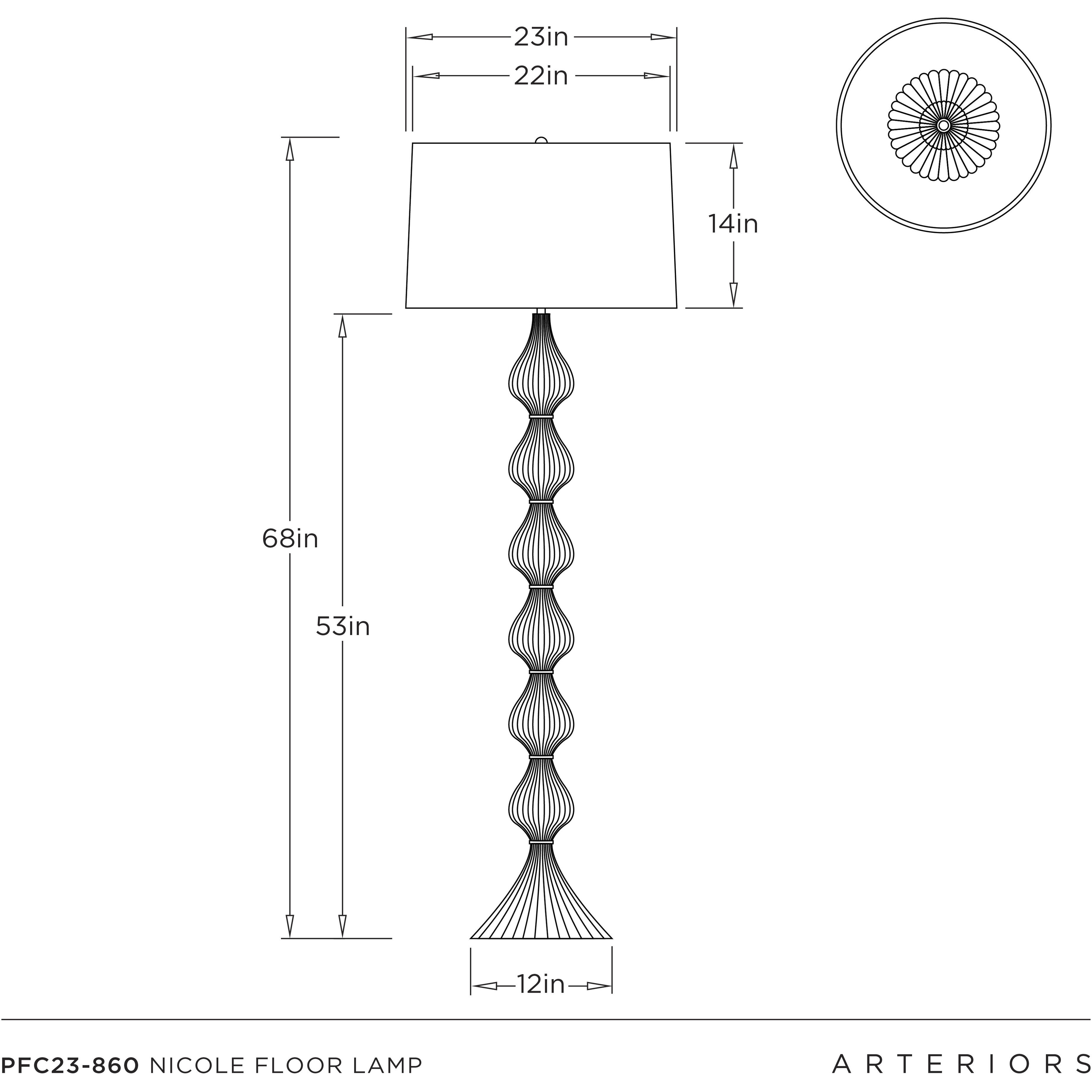 Nicole 68 inch 150 watt Ivory and Antique Brass Floor Lamp Portable Light