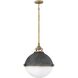 Fletcher 2 Light 18 inch Aged Zinc with Heritage Brass Indoor Chandelier Ceiling Light