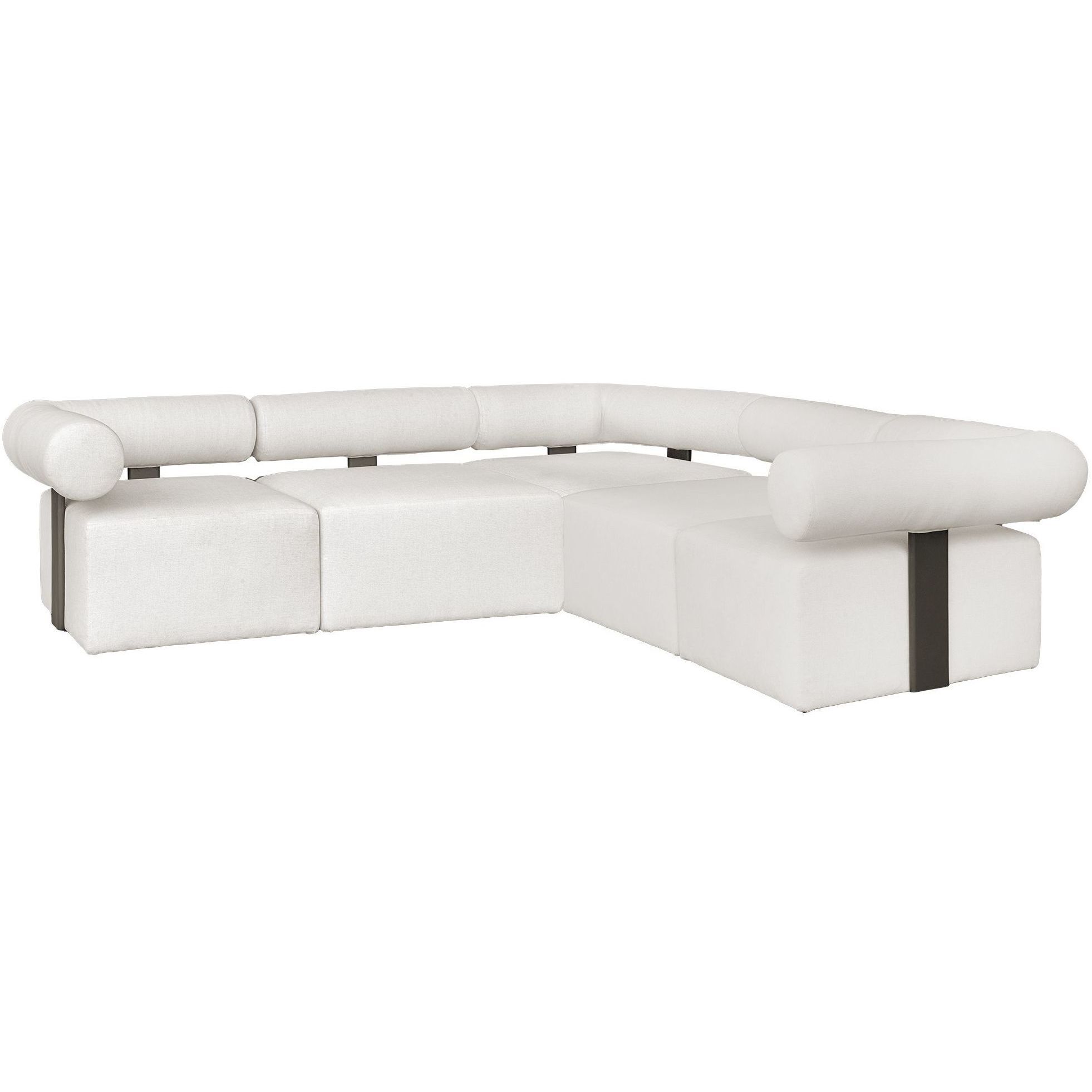 Bolster Back Java Black and Oyster White Armless Outdoor Sofa