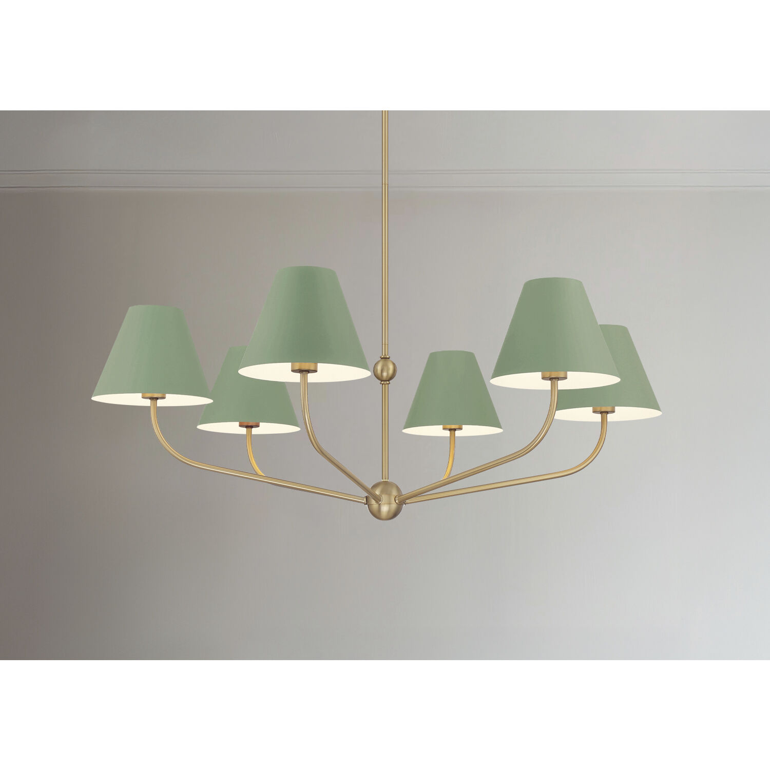 Xavier 6 Light 40 inch Vibrant Gold Chandelier Ceiling Light in Vibrant Gold and Green