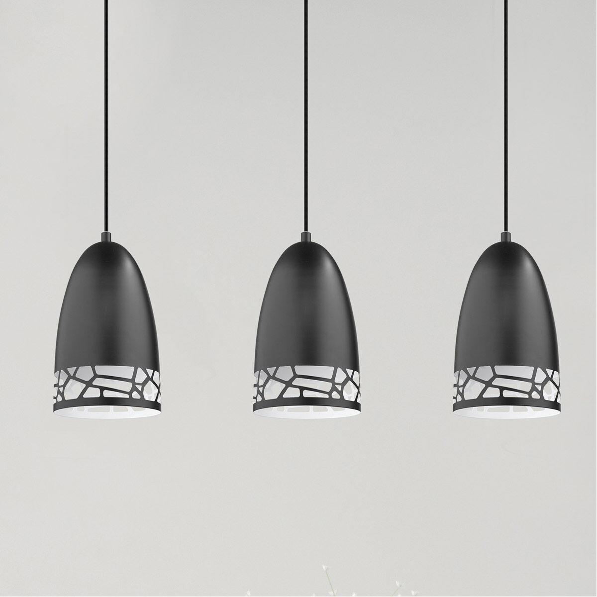 Savignano 3 Light 32.28 inch Matte Black and White Linear Pendant Ceiling Light