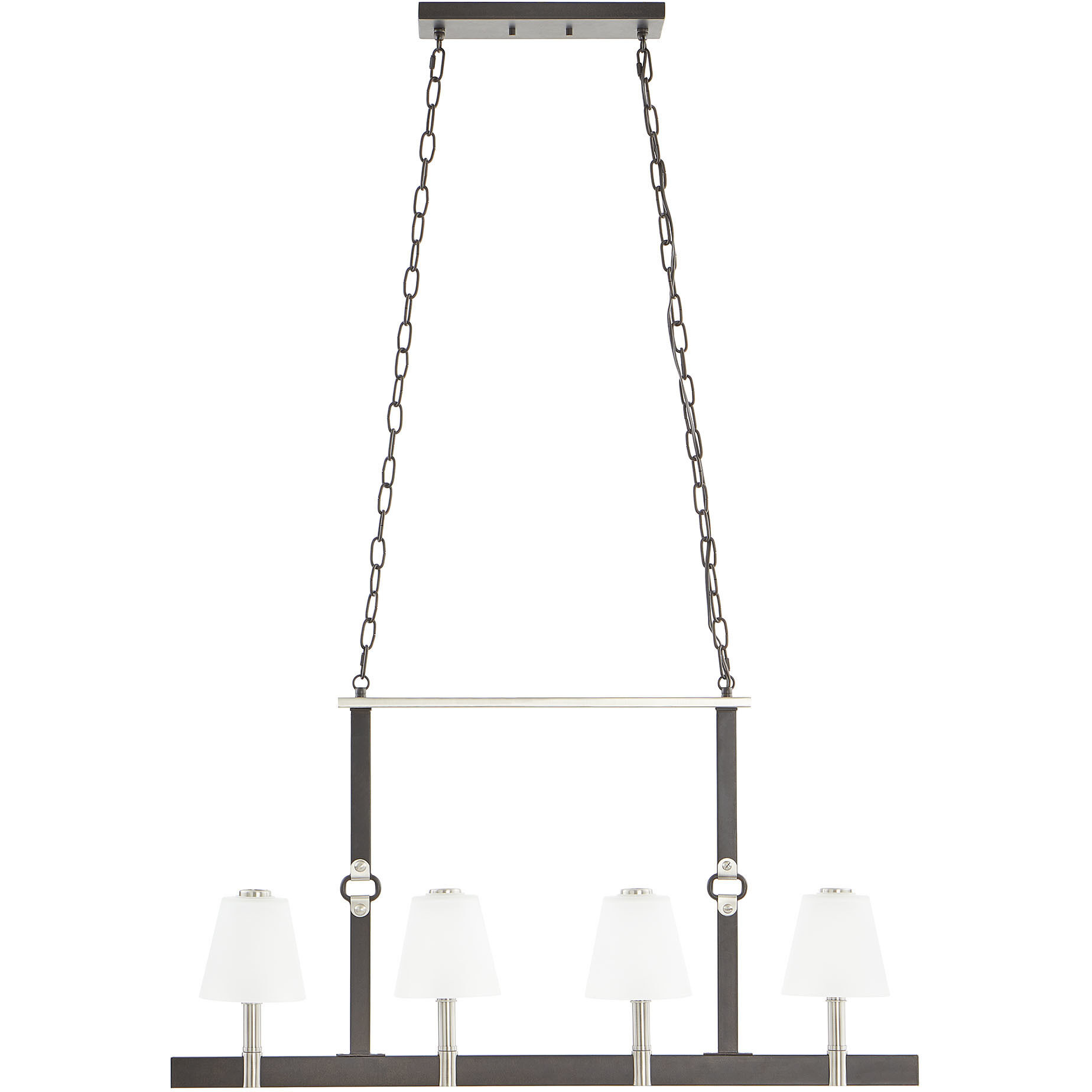 Armstrong Grove 4 Light 36 inch Charcoal with Satin Nickel Linear Chandelier Ceiling Light