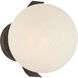 Vino Wall Sconce Wall Light in Dark Bronze, White Etched Alabaster Glass