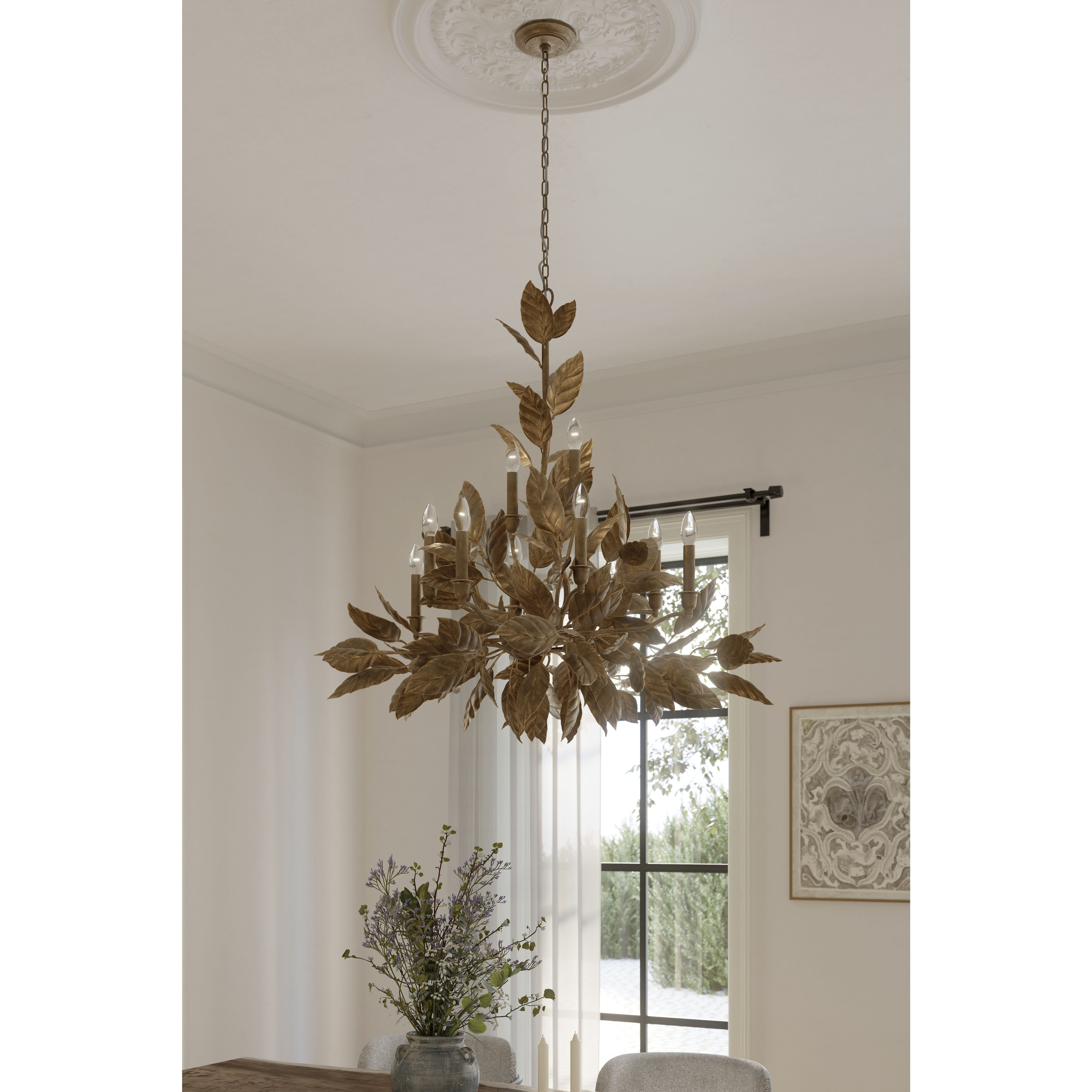 Seraphine 11 Light 40 inch Weathered Gold Chandelier Ceiling Light