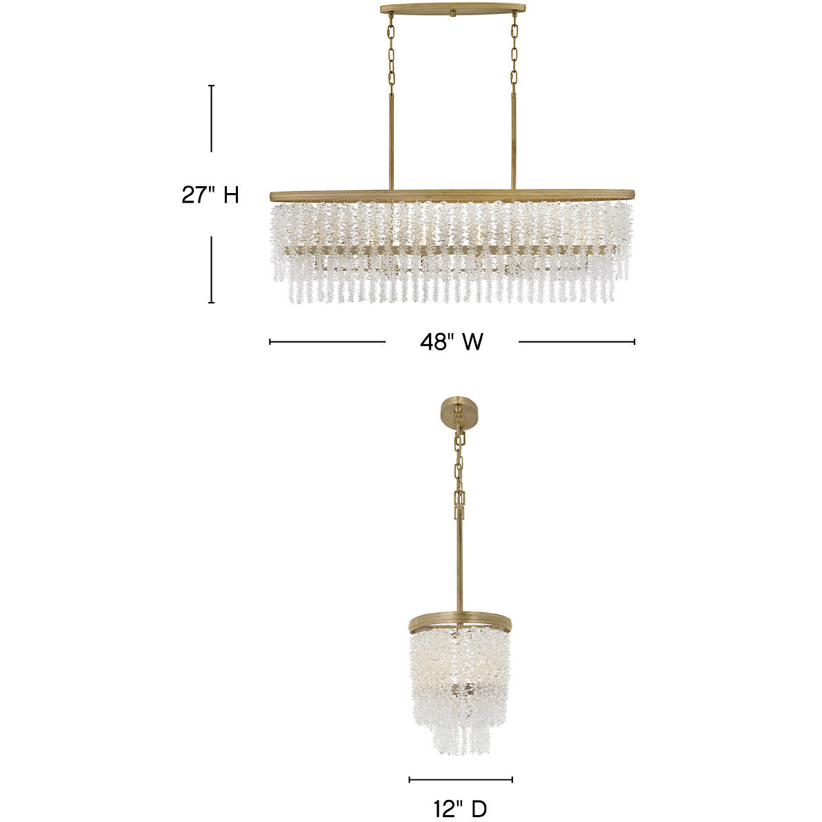Rubina 6 Light 48 inch Burnished Gold Chandelier Ceiling Light