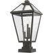 Talbot 3 Light 24.75 inch Oil Rubbed Bronze Outdoor Pier Mounted Fixture in Seedy Glass