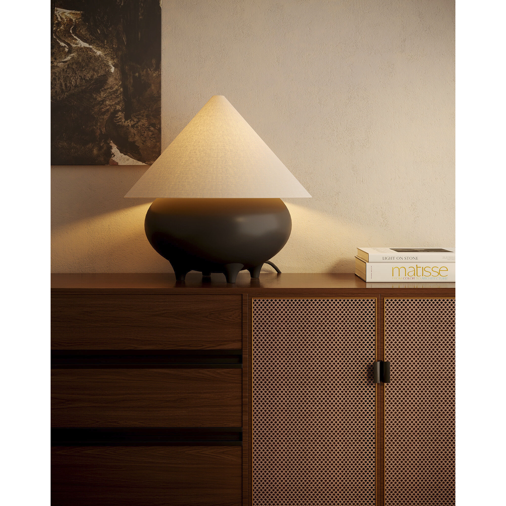 Alora Mood Rowan 16.63 inch 60 watt Matte Black and White Linen Table Lamp Portable Light