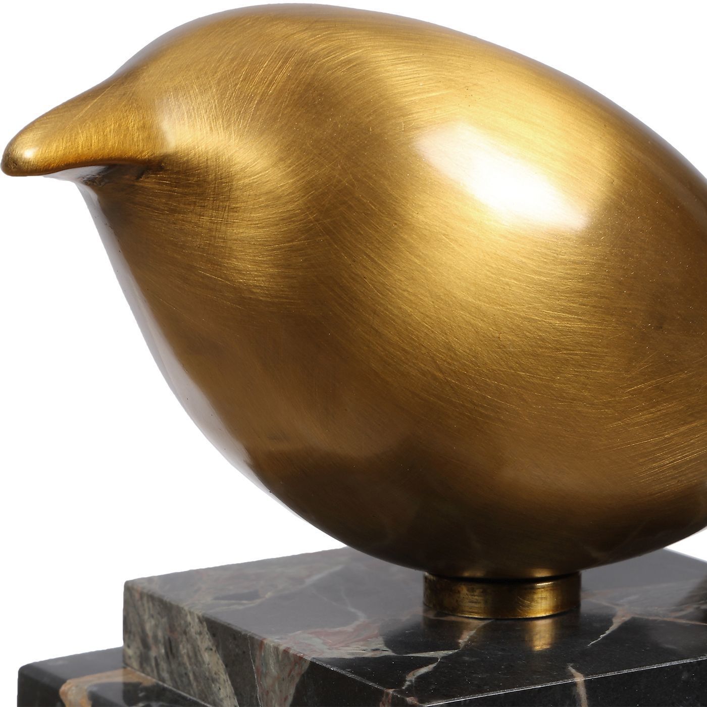 Golden Finch Brass and Black Marble Bird Figurines, Set of 2