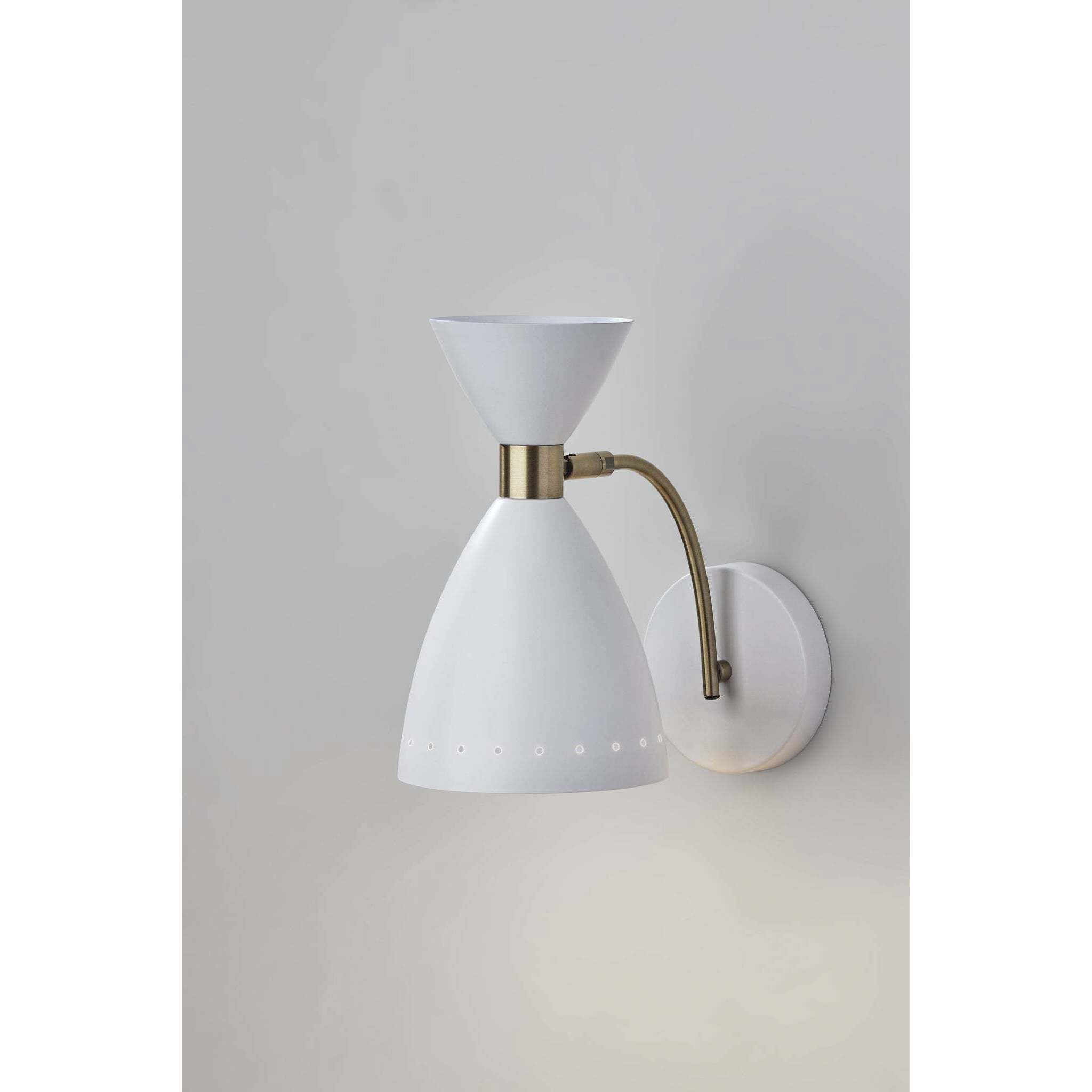 Oscar 6.25 inch White with Antique Brass Accents Wall Light