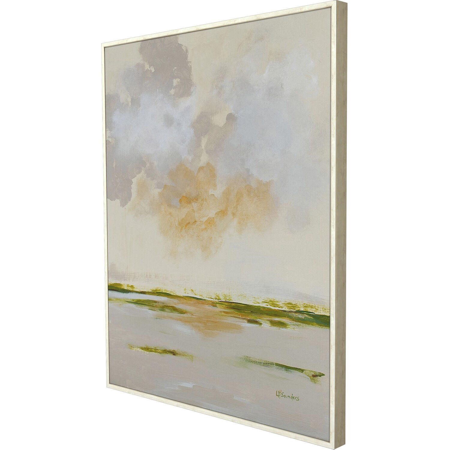 Waterside Collection Green and Beige and Neutral and Orange Canvas