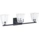Valentin 3 Light 24 inch Matte Black Vanity Light Wall Light