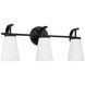 Drake 3 Light 23 inch Matte Black Vanity Light Wall Light