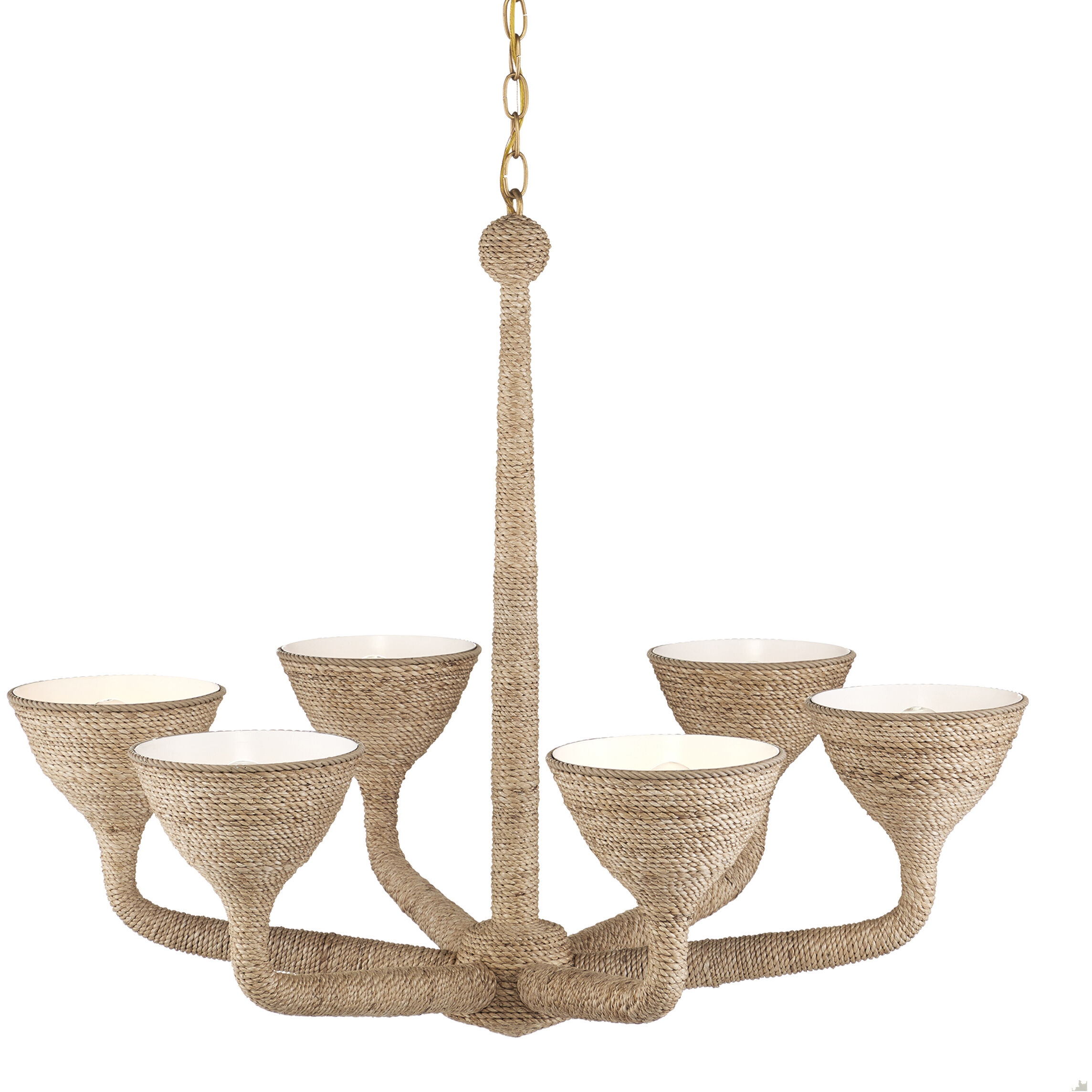 Marbella 6 Light 34.25 inch Natural/Contemporary Gold/Sugar White Chandelier Ceiling Light