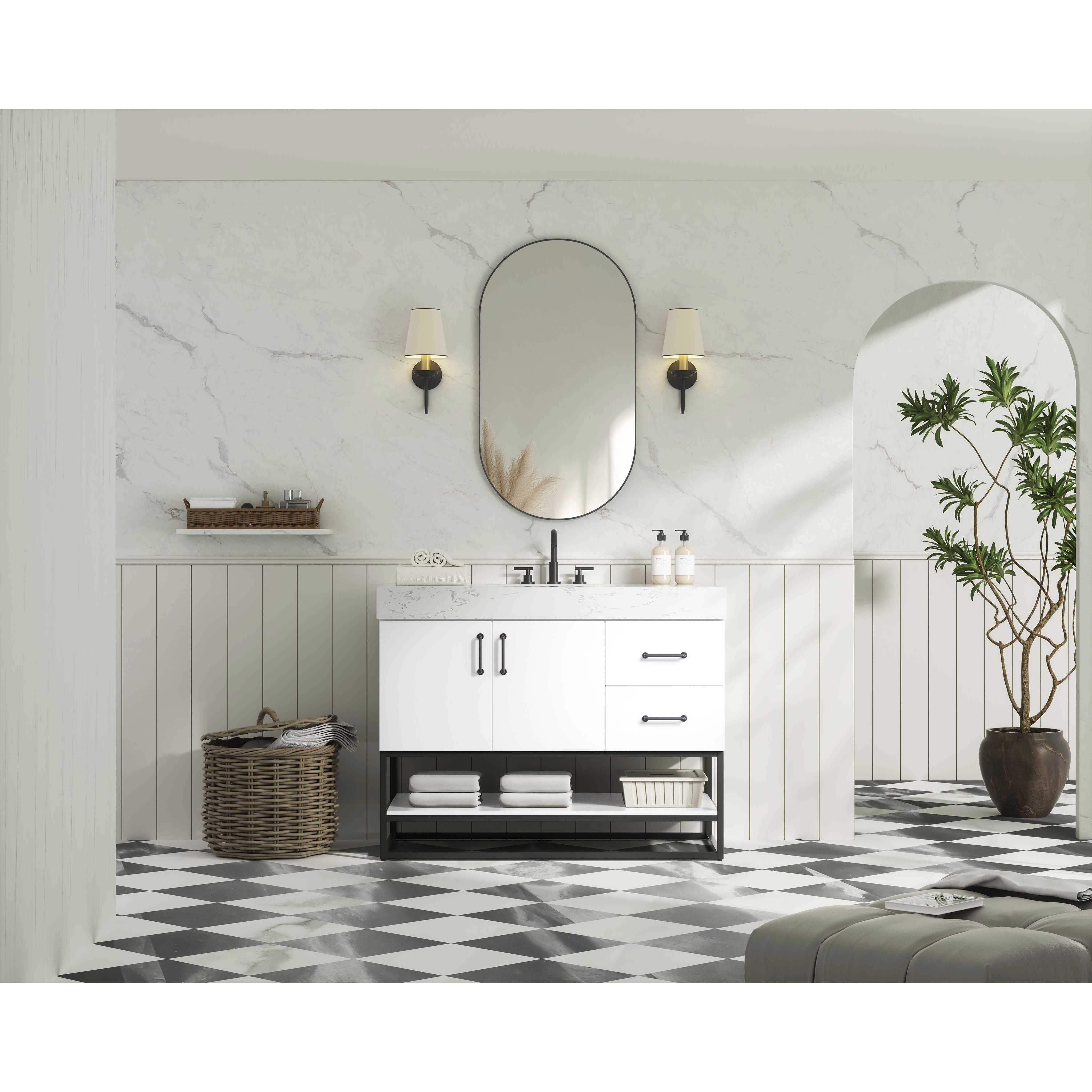 Caroline 42 X 34 inch White Bathroom Vanity Cabinet