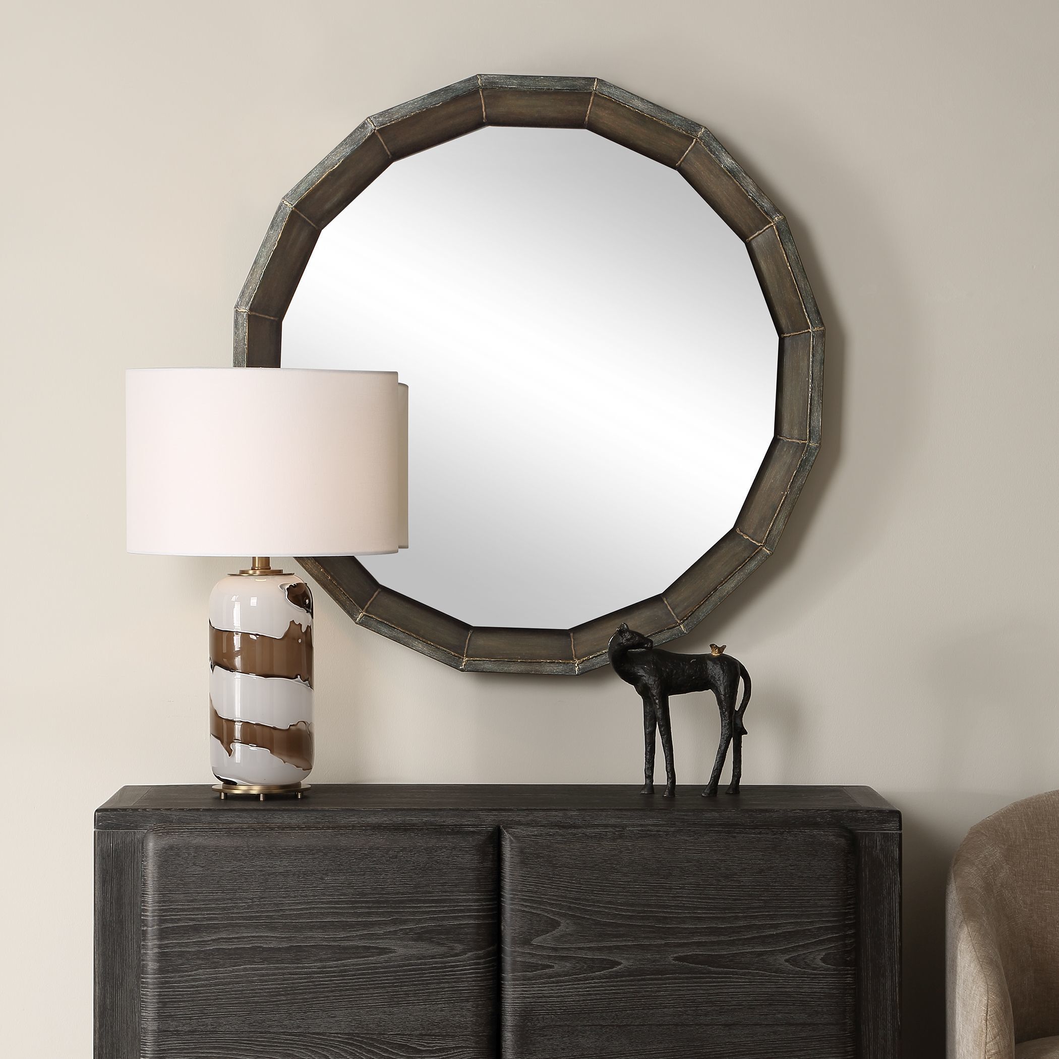 Neve 34.25 X 34.25 inch Rubbed Bronze Mirror