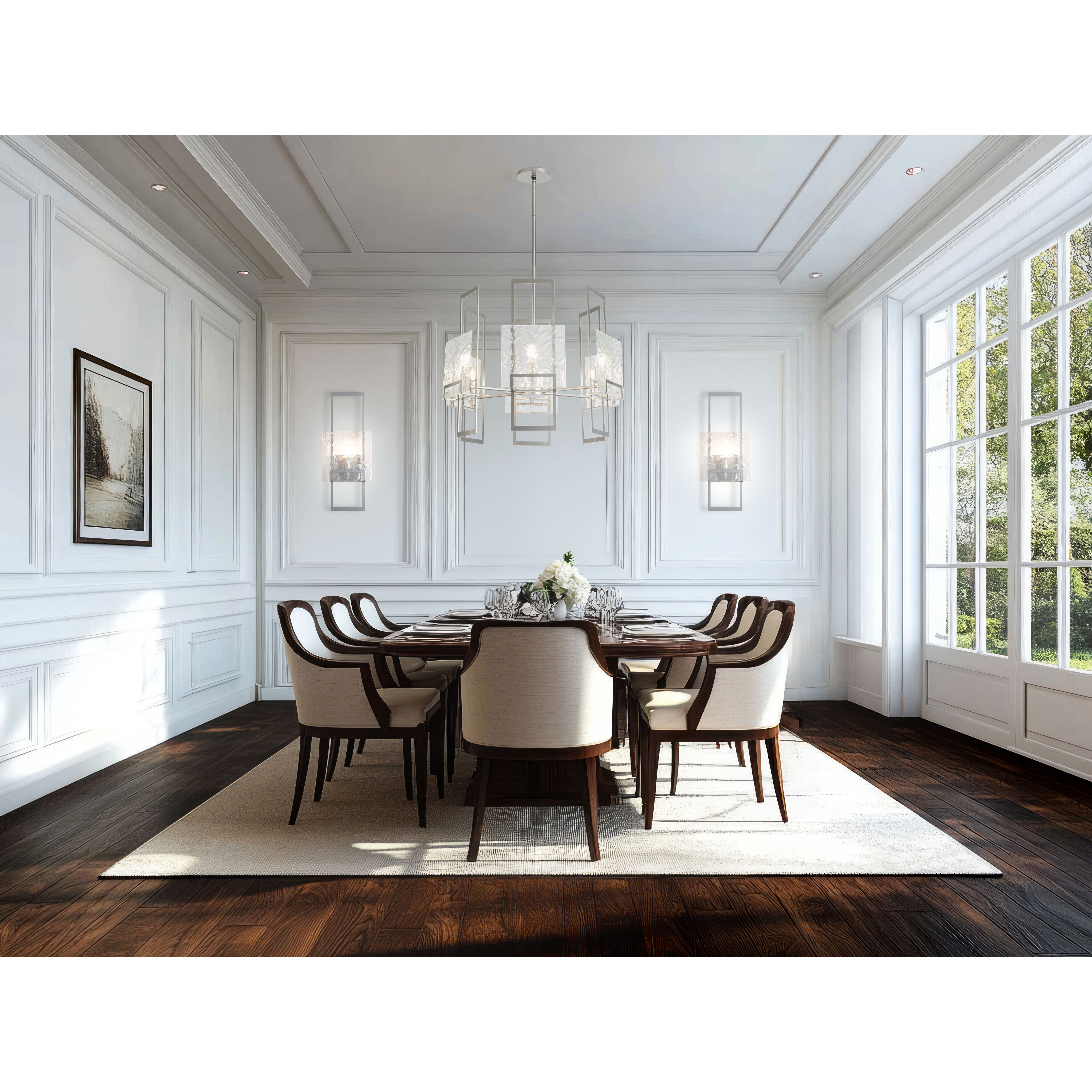 Geo 6 Light 31.3 inch Sterling Pendant Ceiling Light in Clear