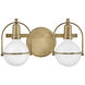 Somerset 2 Light 16 inch Heritage Brass Vanity Light Wall Light