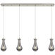Owego 4 Light 48.88 inch Brushed Satin Nickel Linear Pendant Ceiling Light in Light Smoke Glass