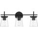 Connell 3 Light 22 inch Flat Black Vanity Light Wall Light