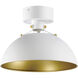 Dawn 1 Light 12 inch White/Satin Brass Semi-Flush Mount Ceiling Light in White and Satin Brass
