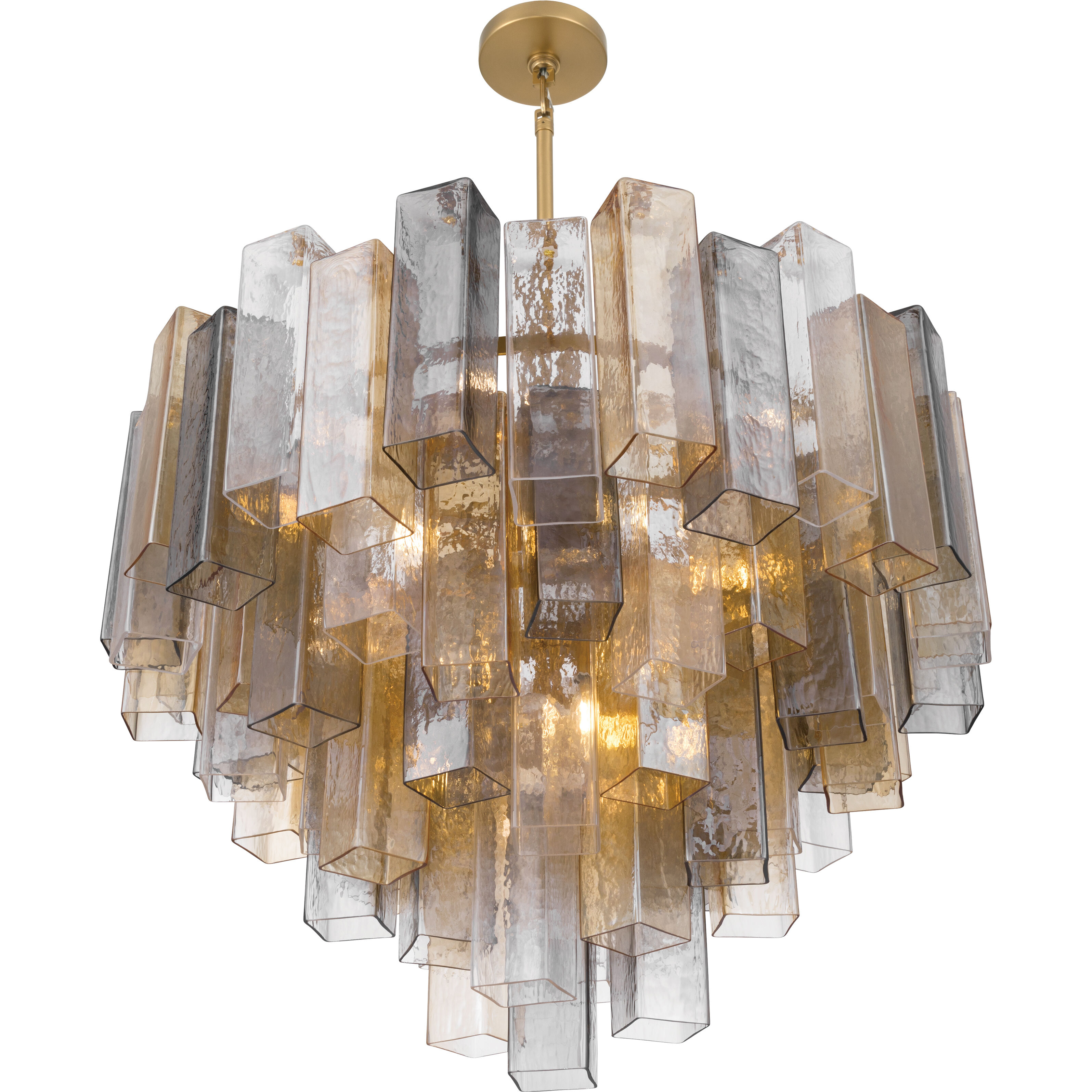 Torvento 15 Light 32.75 inch Legacy Brass Pendant Ceiling Light in Clear,  Grey and Amber Handmade Glass