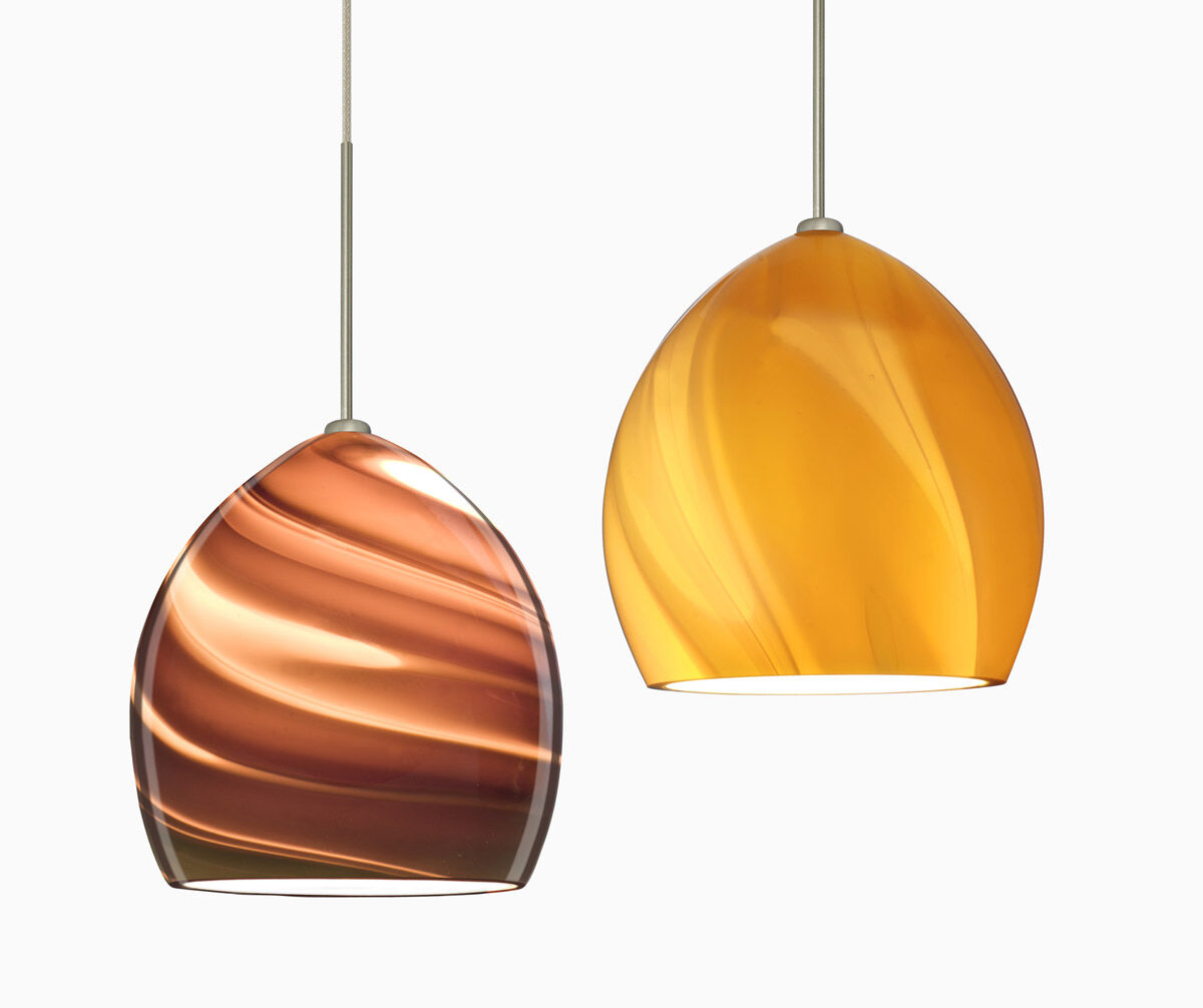 Sprite 1 Light Satin Nickel Pendant Ceiling Light in Smoke Twist Glass, Halogen