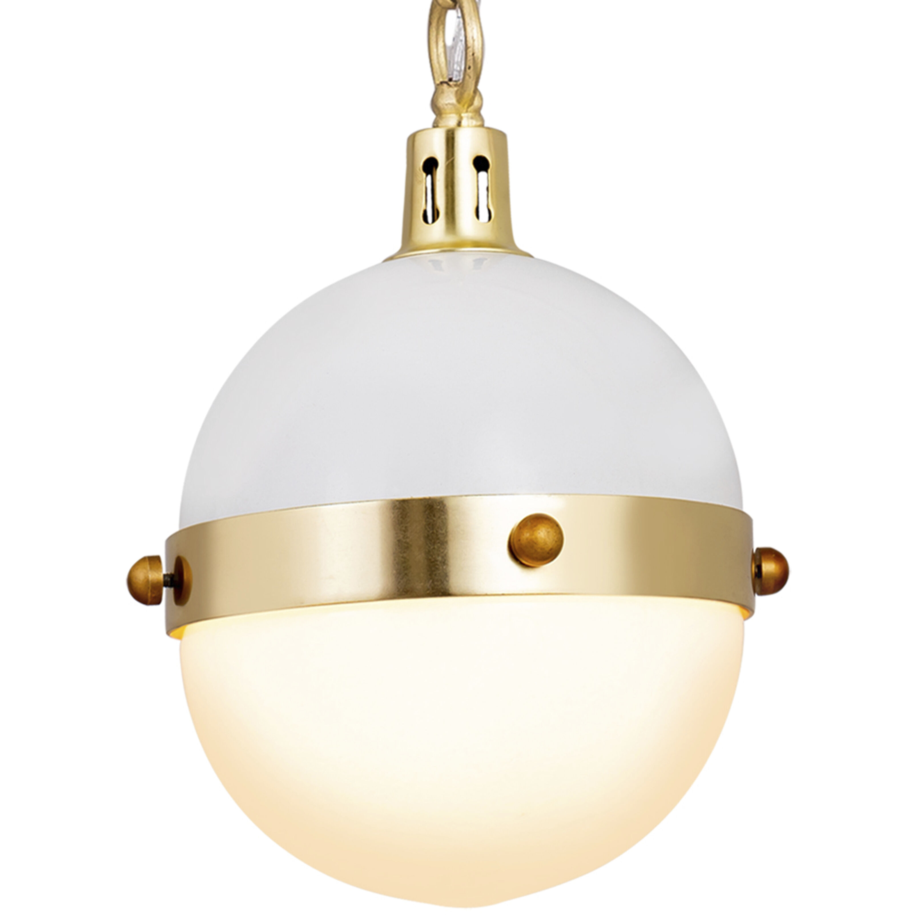 Harmelin 1 Light 7 inch White with Satin Brass Mini Pendant Ceiling Light