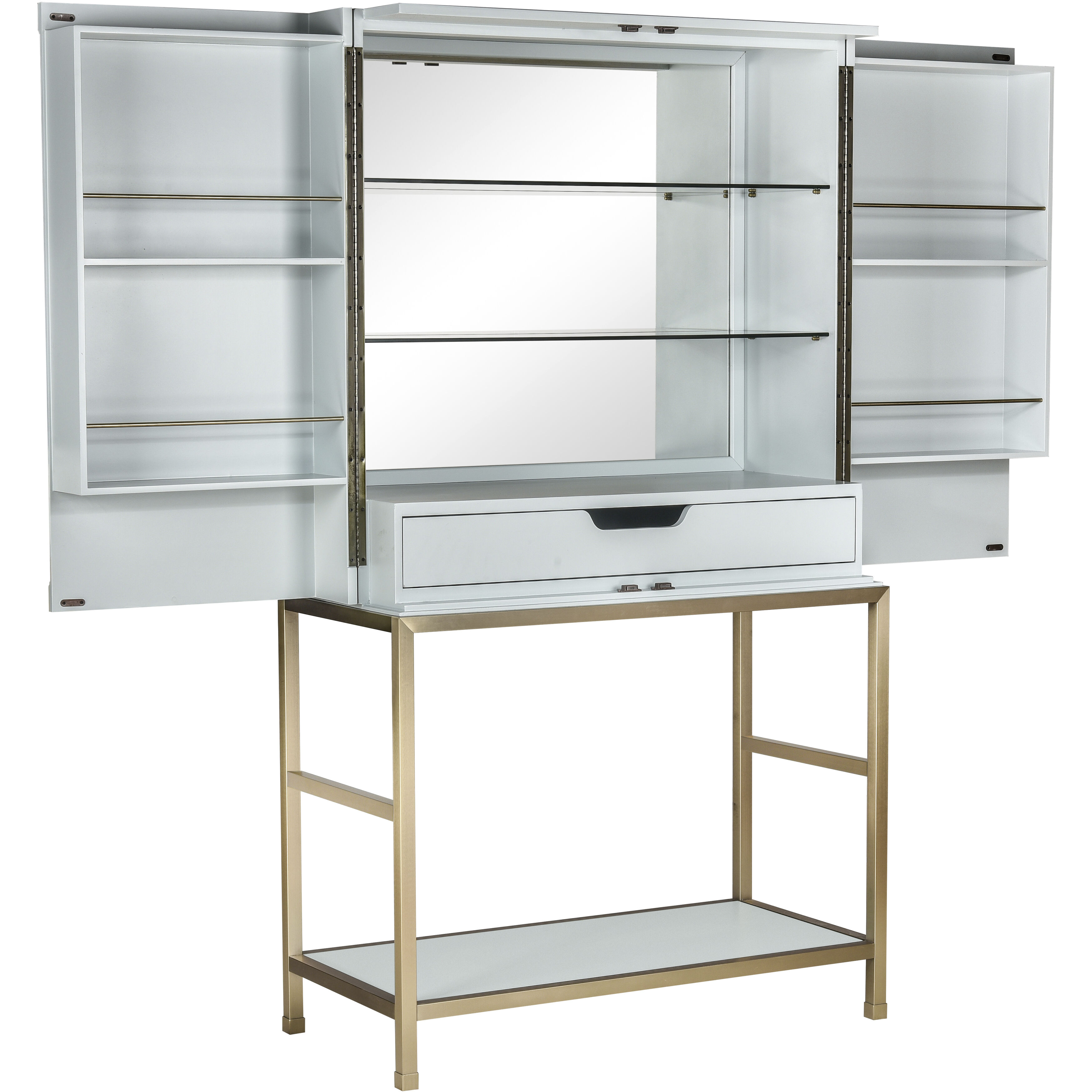 Gabe Light Blue with Brass Bar Cabinet