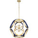 Domain 8 Light 22 inch Blue and Aged Brass Pendant Ceiling Light