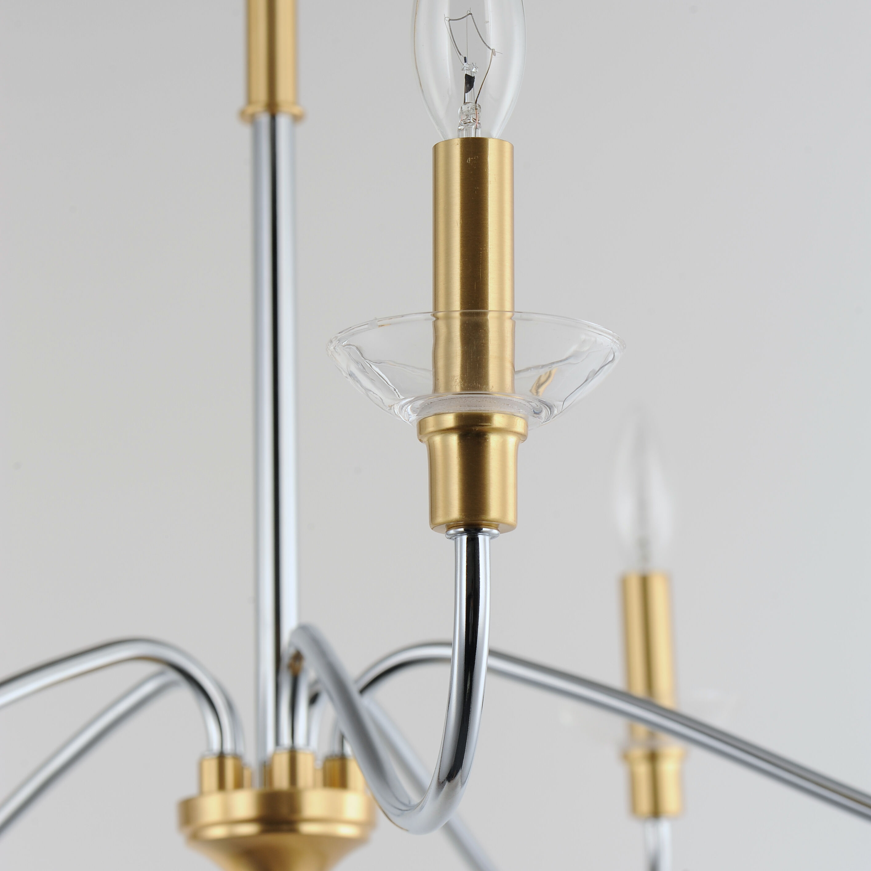 Clarion 5 Light 32 inch Polished Chrome/Satin Brass Chandelier Ceiling Light