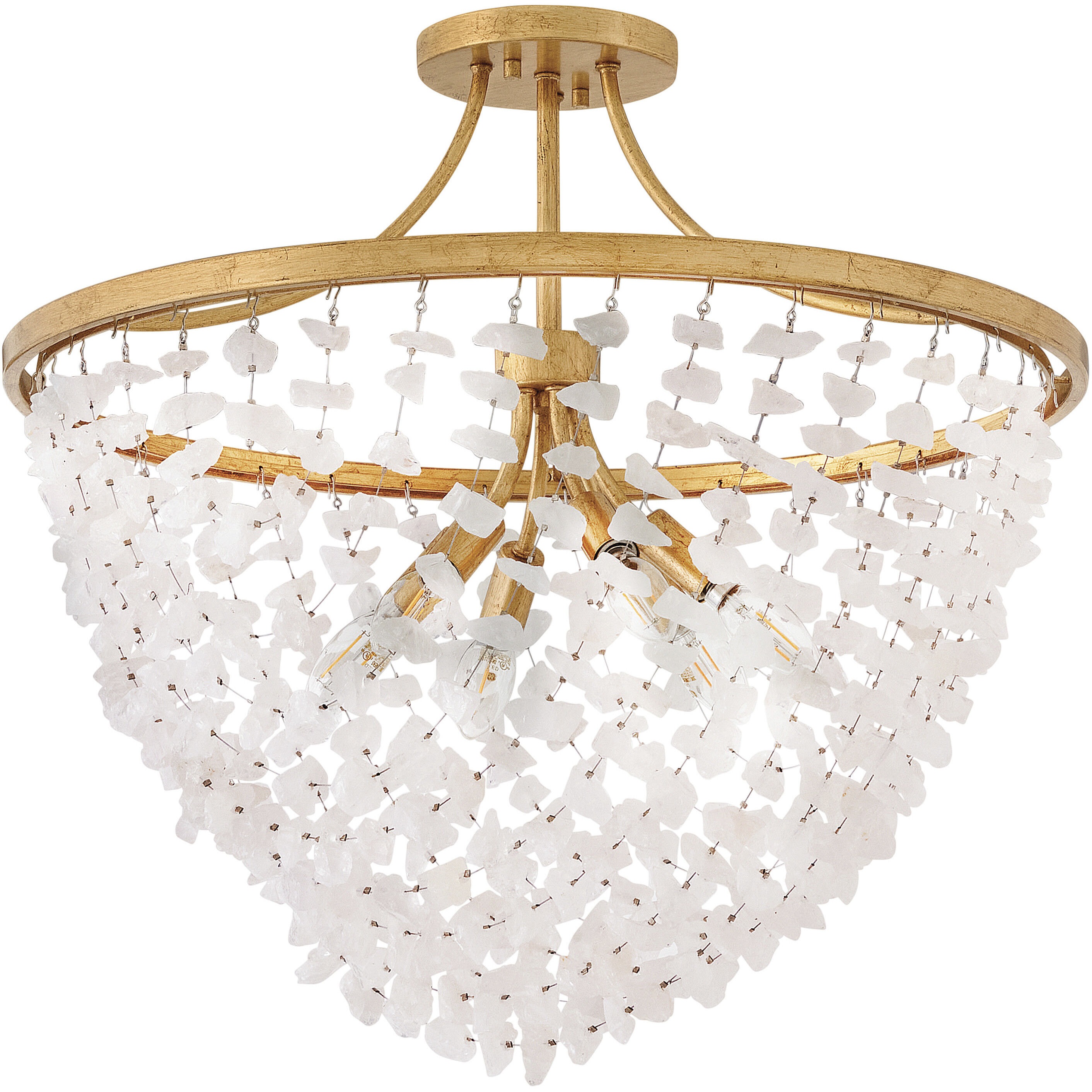 Myra 6 Light 24 inch Distressed Brass Semi-Flush Mount Ceiling Light