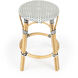 Tobias Rattan Round 24" Counter Stool in White and Navy Dot