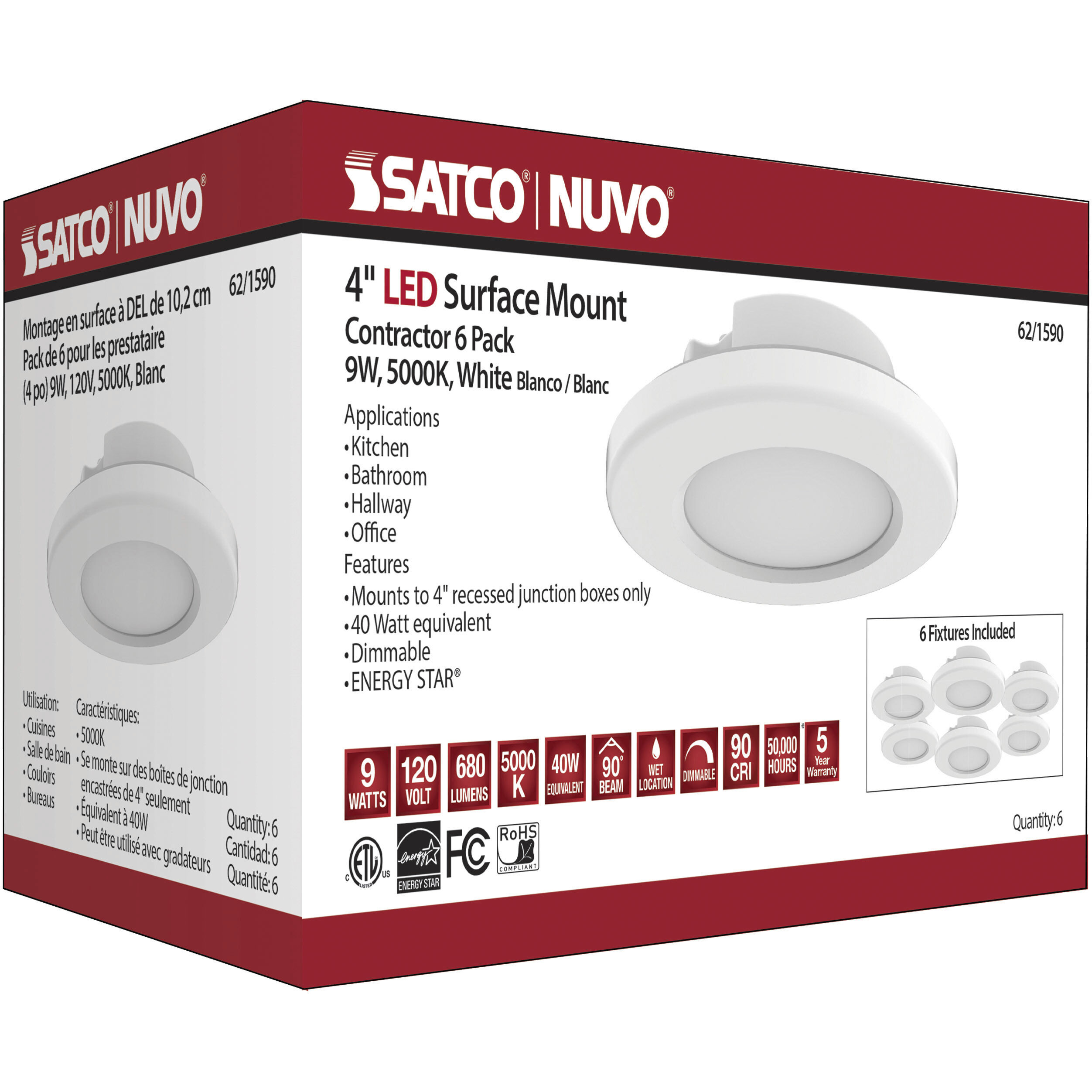 ColorQuick LED 5 inch White Close-to-Ceiling Ceiling Light, Edge Lit