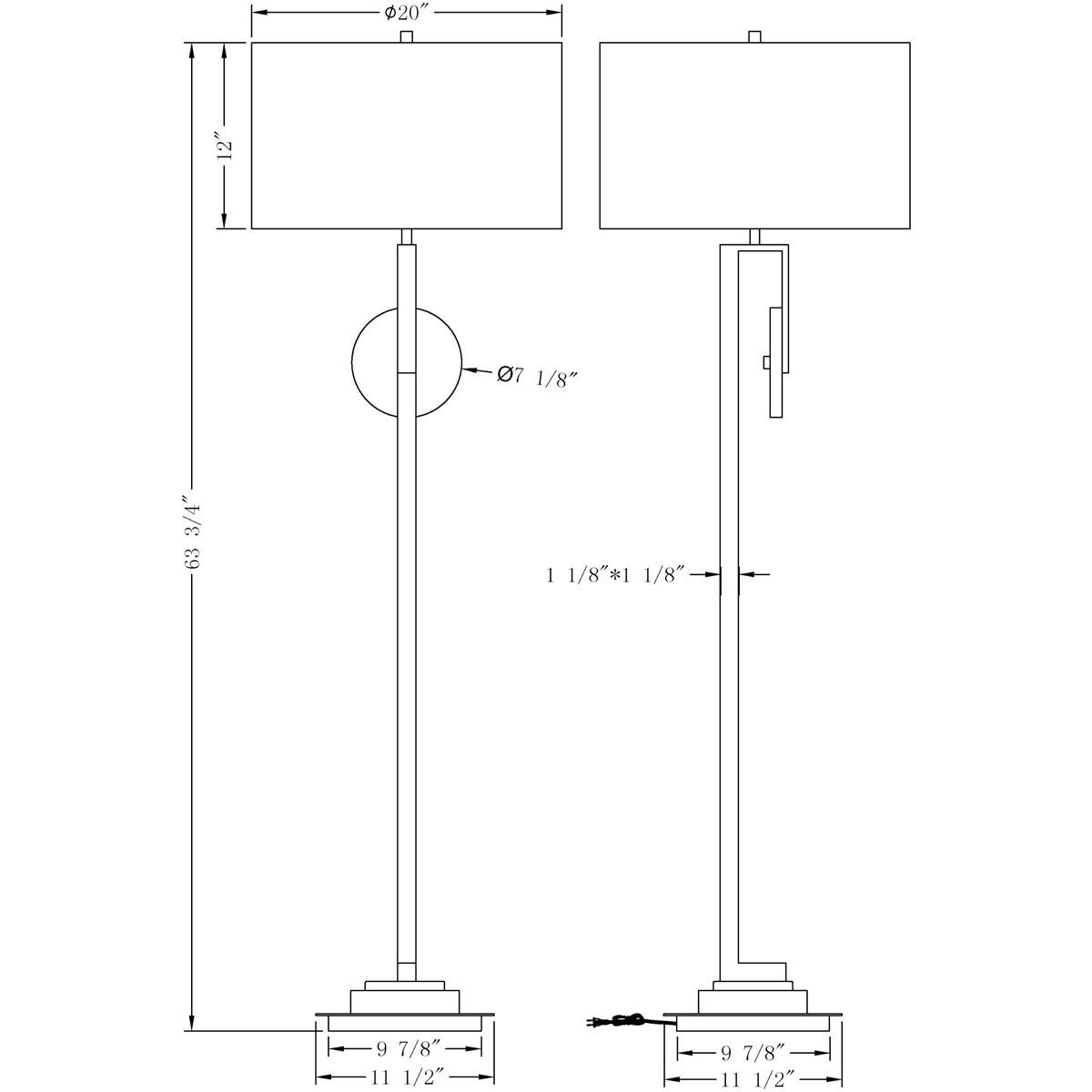 Davis 64 inch 150.00 watt Brass Floor Lamp Portable Light