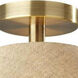 Hadley 18 inch Light Brown Textured Fabric and Antique Brass Flush Mount Ceiling Light