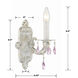 Paris Market Sconce Wall Light in Antique White, Rose Colored Hand Cut